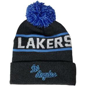 LA Lakers Mitchell & Ness NBA Knit‎ Hat Beanie Cap Embroidery Logo Gray New